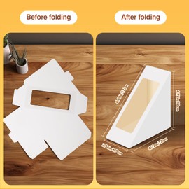 Cyblinia 100 Pcs Triangle Paper Sandwich Boxes 4.7x4.7x2.6 Inch Sandwich Packaging Take Out Boxes Containers with Window for Restaurant, Picnic and Party