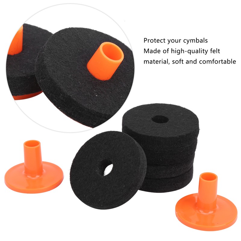 7Pcs Drum Felt Pad Kit Black Orange Red Wear Resistant