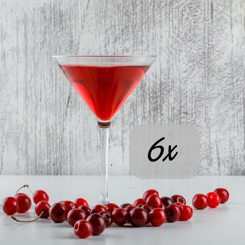WUITOKI Plastic Martini Glasses 6 Pack 25cl Reusable Dishwasher Safe