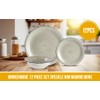 Stoneware Dinnerware Set. Dishes for 4. Plates and Bowls Set.