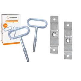 Preiswert&Gut 2 x Tongue Lock 125 x 25 mm and 2 x Square Keys 7-10 mm Made of Steel - Suitable for Doors, Flaps, Car Trailers and Motorhomes - Square Keys, Square Keys, Door Lock