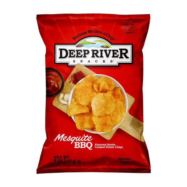 Deep River Snacks Mesquite BBQ Kettle Cooked Potato Chips, 5-Ounce (Pack of 12)