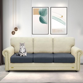 ZNSAYOTX Stretch Individual Cushion Covers Sofa Cushion Couch Seat Covers Slipcovers Soft Replacement Unique Pattern Furniture Protector with Elastic Bottom (Dark Gray, 3 Pcs XL Cushion Covers)