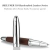 BEILUNER 318 Luxury Leather Pen, Hand-Stitched Premium Leather, Chrome-Plated Finish,