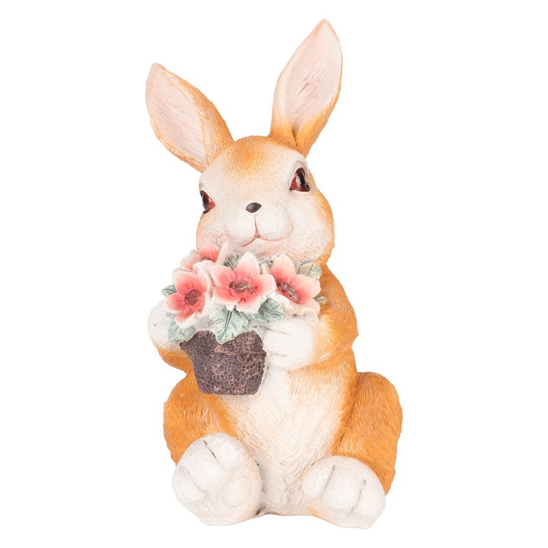 Solar Rabbit Statue Cute Handpainted Resin Bunny Statue Decor Rabbit
