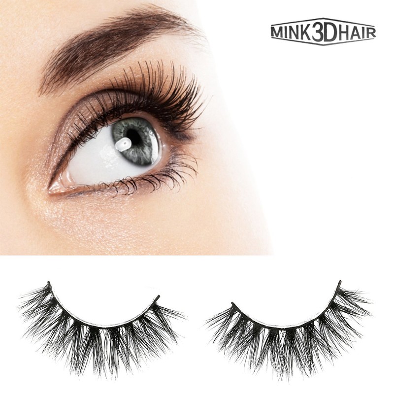 JewelryWe 3D Mink Hair False Eyelashes Black 100% Handmade Eyelashes