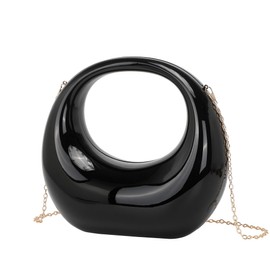 LETODE Acrylic Clutch Purses for Women Evening Handbag Top-handle Moon Hobo Bag-Black