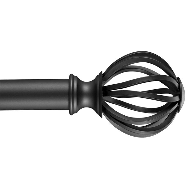 YunNephele 1 inch Adjustable Curtain Rod 28-48 inch, Metal Single