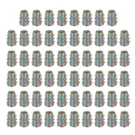 sourcing map 58 Pcs Threaded Inserts for Wood, Zinc Alloy M4 Thread Inserts Nuts Hex-Flush Socket Drive Screw 10mm Length for Furniture, Cabinet, Tables and Chairs