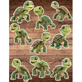 Handmade Cute Happy Turtle Die Cut Vinyl Stickers Set Notebook Laptop Waterbottle
