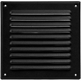 ECOPRO VENT Black Metal 6''x6'' Inch Square Ventilation Grille Inside/Outside use (Grille: 6''x6'' / Cover Area: 7.7''x7.7'') Air Vent Louver Available 9 Sizes / 2 Types / 3 Colors.