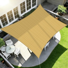 ECOOPTS Sun Shade Sail Rectangle Canopy Cover for Outdoor Patio Pergola Backyard Garden HDPE Fabric 95% UV Blockage (18'x17'10", Sand)
