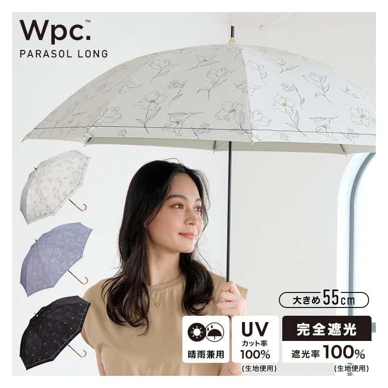 Wpc. 801-16015-102 Parasol Blackout Flower Drawing Mini Black Folding Umbrella,