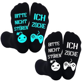 2pcs Lustige Gaming Socken Gamer Geschenk Mit Spruch Bitte Nicht Stören Ich Zocke Zocken Socken Lustig Neuheit Geschenke Für Zocker Männer Herren Frauen Damen Weihnachts Valentinstag Geburtstag