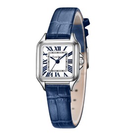 Szaikyri Classic Square Women's Watch with Roman Numerals Women's Dress Watches Wrist Watch Women, Blue-silver, Classic