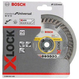 Bosch Professional - Disco de corte de diamante estándar (universal, X-LOCK, diámetro 115 mm, diámetro de orificio: 22,23 mm, ancho de corte 2 mm)
