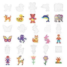 Wekuw Ironing Beads Plates, Pack of 15 Ironing Beads Templates Ironing Beads Stencils Pegboards Set with 15 Ironing Paper for Children Gift Boys Girls