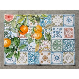Maison d' Hermine Indigo Love 100% Cotton Set of 4 Place-Mats for Dining Table, Kitchen, Wedding, Everyday, Dinner Parties, Spring/Summer (33 cm x 48 cm)