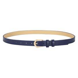 VONMELLI Women's Leather Belt Thin Waist Belt for Women Fashion Jeans Dress Belt Women with Gold Buckle, blue