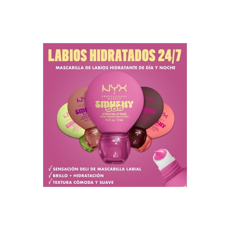 NYX Professional Makeup, Smushy SOS, Mascarilla Hidratante para Labios, Tono