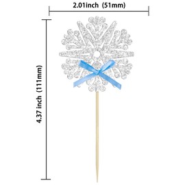 24 piezas de adornos de copos de nieve con purpurina para magdalenas, copos de nieve, copos de nieve, decoración de pasteles, decoración de baby shower, temática de invierno, decoración de pasteles, decoración de Navidad