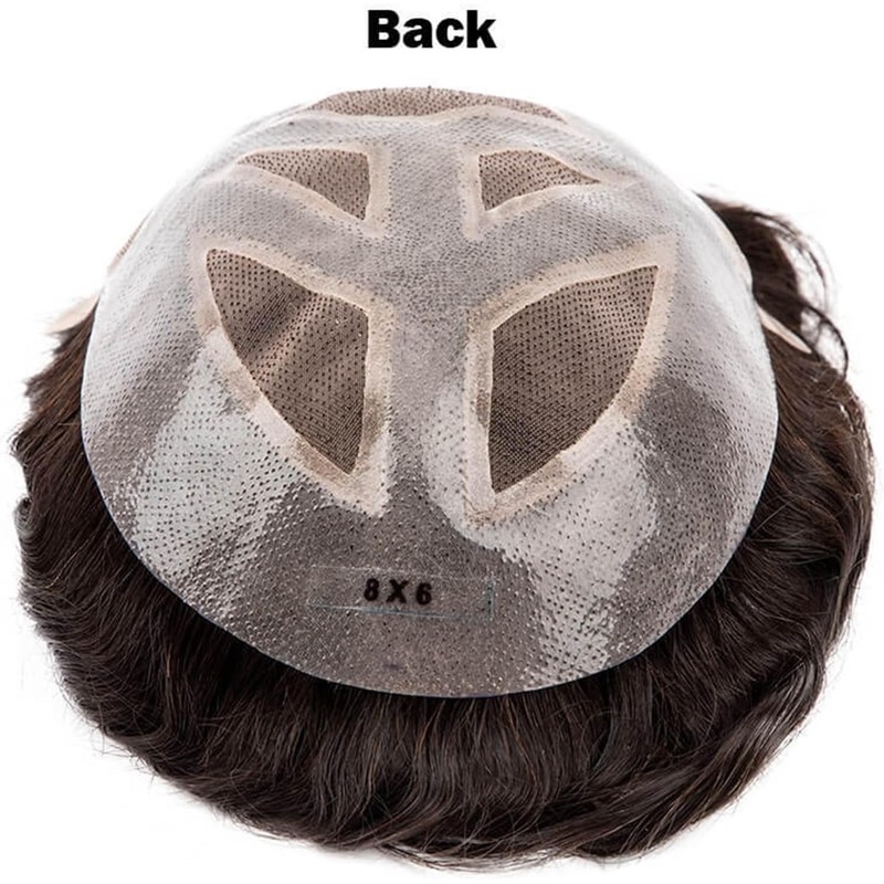 Postizos Peluca de cabello humano tupé for hombre Sistema reemplazo