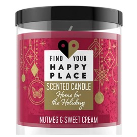 Find Your Happy Place Jar Candle Limited Edition Home for The Holidays Nutmeg and Sweet Cream, 7 oz.