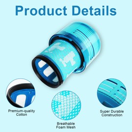 Replacement Filters Compatible with Dyson V15 Detect, V15 Detect+, V11 Torque Drive, V11 Animal, SV14 Cordless Stick Vacuum Cleaner, Replacement Compare To Part # 970013-02 970013-03, 2 Pack
