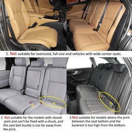 West Llama Pu Leather Car Seat Bottom Covers Protectors Include 1 Pair Front Driver Seat Pad Mat and 1 Rear Bench Cover Universal Fit 90% Vehicles,Beige