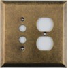 Jumbo Stamped Aged Antique Brass Two Gang Combo Wall Plate