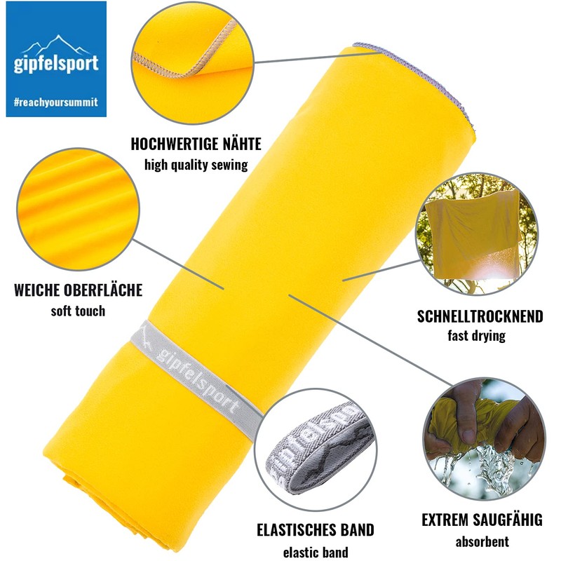 gipfelsport Microfibre Towel, Microfibre Towel Set, Beach Towel, Bath Towel,