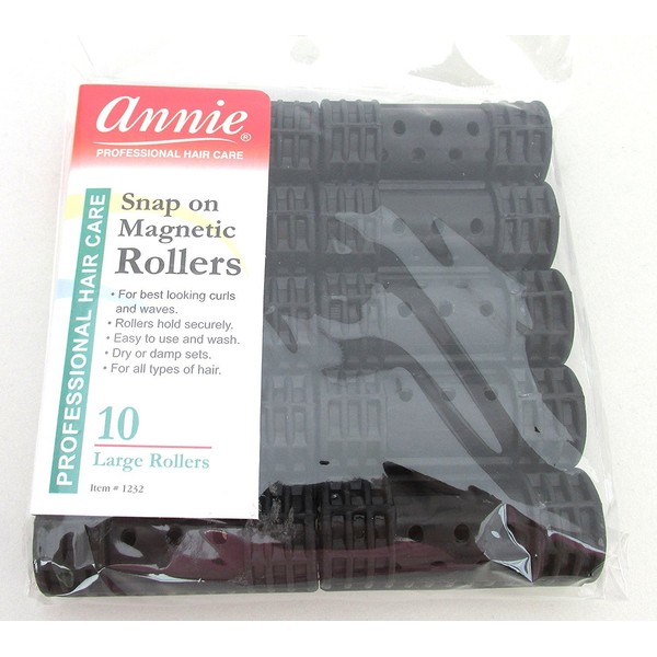 Annie Snap On Magnetic Rollers 7/8" Black 10 pack