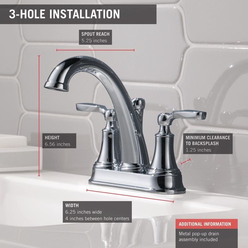 Delta Faucet Woodhurst 2-Handle Centerset Bathroom with Metal Drain Assembly,