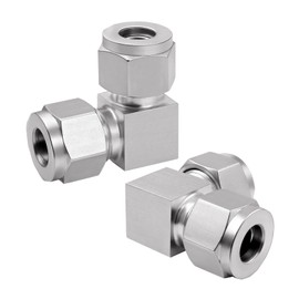 Kompressionsrohrverschraubung, Edelstahl, Doppelhülse, Kompressionsbogen 90 Grad, Rohrkupplung, 0,3 cm x 0,3 cm OD (1/8 Zoll) x 0,3 cm (1/8 Zoll) Außendurchmesser, 2 Stück