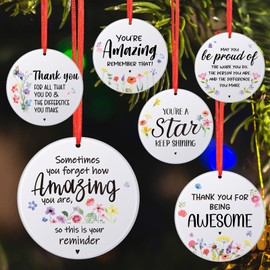 Namalu 6 Pcs Thank You Gifts Acrylic Pendant, Appreciation Gifts for Coworker Teacher Employee, Thank You Hanging Ornaments, Inspirational Gifts for Colleagues Nurses(Round,Classic Pattern)