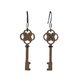 Woodcutts Natural Wood Earrings Twig #358 Skeleton Key Walnut - Handcrafted Laser Cut Jewelry Made Using Wood From Sustainable Tree Farms - Unique and Delicate Design in Every Pair