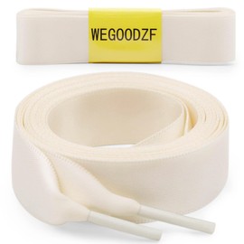 WEGOODZF Flat Satin Ribbon Shoelaces: 2cm Wide Silk Shoe Laces for Women -2 Pair, 28 Flesh, 71 inch (180CM)