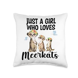 Just A Girl Who Loves Meerkats Meerkat Gift Hawaiian Flower Throw Pillow