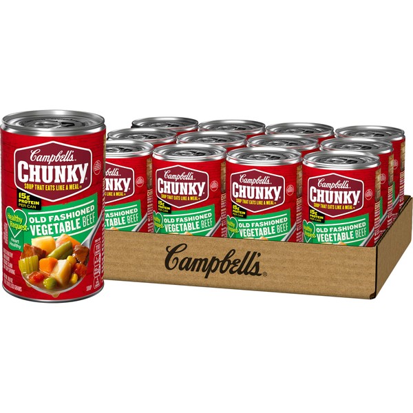 Campbell's Chunky Healthy Request Old Fashioned Vegetable Beef Soup, 18.8 Oz, Pack of 12