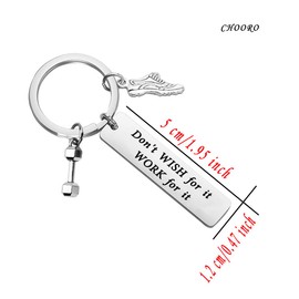 CHOORO Fitness Gift Sports keychain Don’t Wish For it Work For It Fitness Lovers Gift Fitness Coach Gift Bodybuilding Gift (work for it kc)