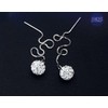 Sterling Silver Crystal Ball Beads Tassel Ear Stud Threader Drop