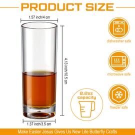 FillTouch 100 Pcs Shot Glasses Set 2.2 oz Mini Shot Glass Bulk, Clear Plastic Shot Glasses, Unbreakable Heavy Base Plastic Shot Glasses, Shot Glass for Custom, Birthday Wedding Guest Gift (Tall)