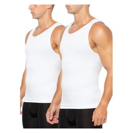 Casey Kevin Shapewear Men's Tummy Control Undershirt Body Shaper for Men Compression Tank Top Men's Compression Vests (Pack of 2), X3-White*2