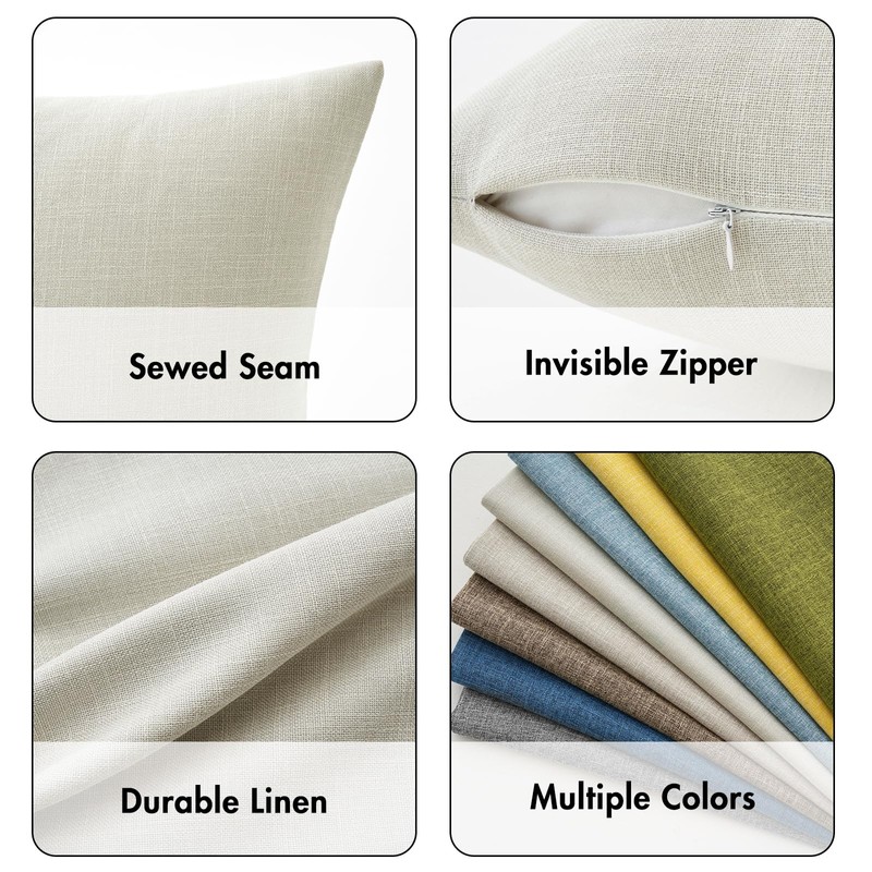 MIULEE Pack of 2 Decorative Linen Burlap Pillow Covers Farmhouse