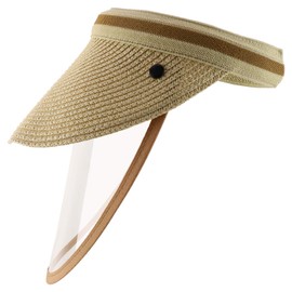 Armycrew Outdoor Summer Sun Visor with Detachable Clear Face Shield - Beige