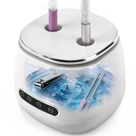 BQAN Rechargeable Nail Tool Cleaner, 3 Timers Mode Jewelry Cleaner, Portable 200ML Cleaning Machine for Nail Art Brushes, Drill Bits, Rings, Jewelry Home and Salon Use(White)