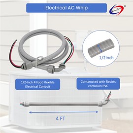 Electrical AC Whip Assembly -1/2" x 4ft Non-Metallic Liquid Tight Electrical Conduit and 10 Gauge Wire A/C Hook-up Whip Kit