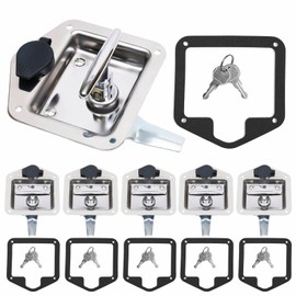 KONKENIE 6Pcs Stainless Steel Door Lock Trailer Tool Box T-Handle Latch with Keys Universal Panel Lock Folding Rust-Proof Door Lock for RV Truck Trailer Camper Caravan Silver(4.9 * 4.9 * 2.8in)