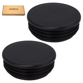 SKIR'CO (2 pcs) Round Tube Inserts 76 mm, Fence Post Plugs, Black Plastic Tube End Caps, Pipe Plugs, Black RAL 9005