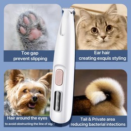 Dog Paw Trimmer Electric Dog Trimmer for Paws,Rechargeable Low Noise Waterproof Micro Precision Cordless Grooming Clipper with LED for Safe Pet Grooming Ears Rump Face Eye Paw Hair Trimmer for Pets